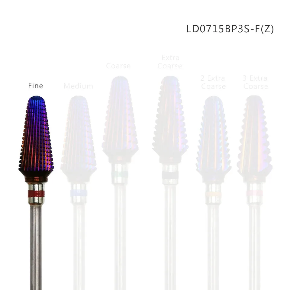 LD0715BP3S-F(Z) HYTOOS Tornado фиолетовое твердосплавное сверло для ногтей 3/3" острый фреза для маникюра роторные сверла аксессуары для удаления геля - Цвет: LD0715BP3S-F(Z)