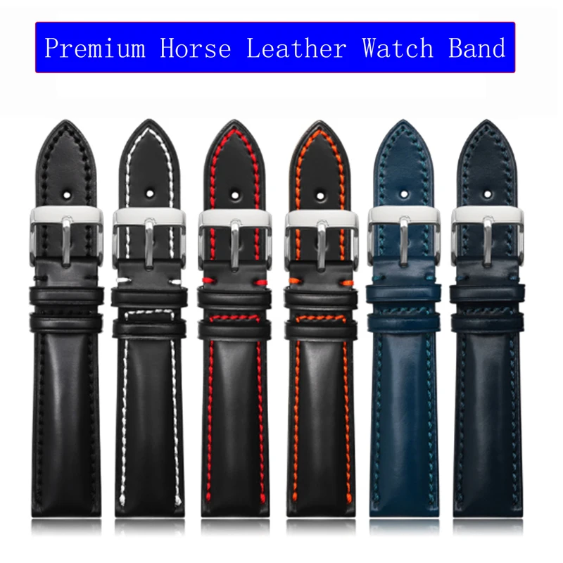 Corridor leather hand stitchedwatch strap 20 22mm For Nomos Sinn Union Tudor ROX Omega damasko Brown Handmade watch | Наручные часы