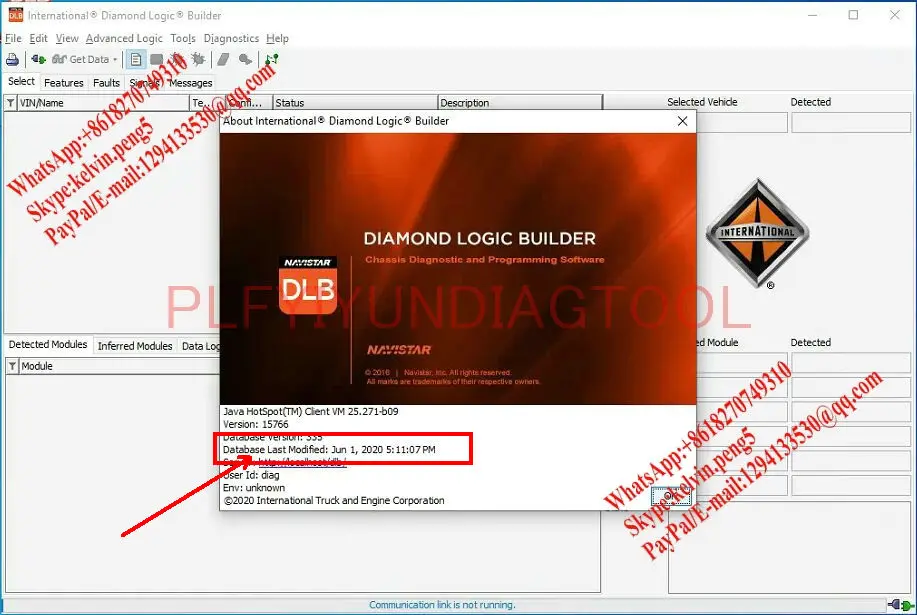 Шасси и программное обеспечение для программирования DLB Navistar international Diamond Logic builder