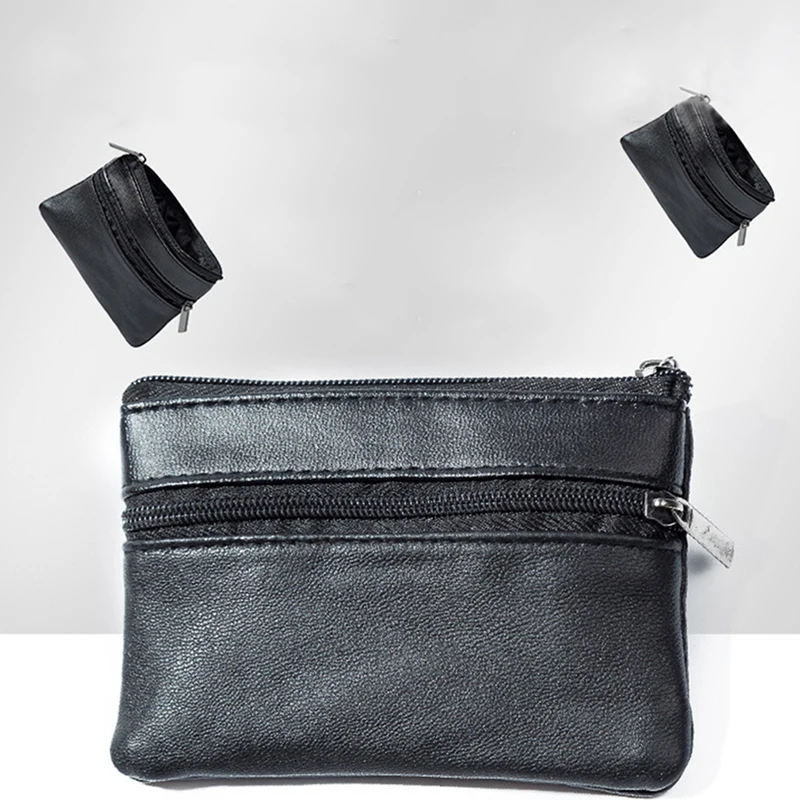 Men Women Leather Coin Purse Wallet Card Key Storage Case Soft Holder Zip Mini Pouch