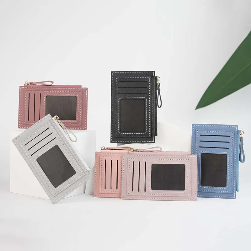 Mini ladies PU leather ID card holder bank credit card holder multi-slot ultra-thin coin purse for men and women