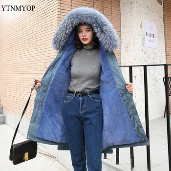 

YTNMYOP Oversize Thick Women Parka Lambswool Warm Women's Winter Jacket Fur Coat Winter Female Snow Wear Large Fur Collar Jacket