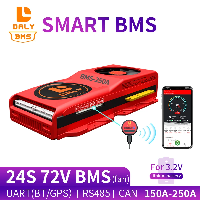 Умная BMS 24S 72V 150A 200A 250A Bluetooth 485 к USB устройству CAN NTC UART программное обеспечение Li on