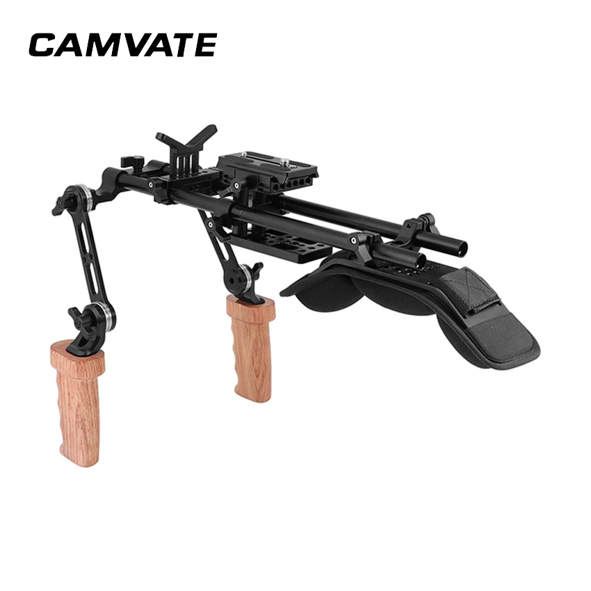 Наплечная Опора camate Pro с быстросъемной пластиной Manfrotto и двойной розеткой(дерево) и поддержкой объектива C2413