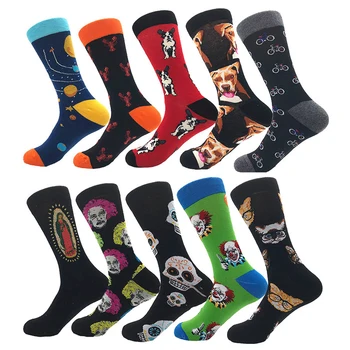 

New 2020 Colorful Cotton Men's Long Socks Harajuku Hip hop Funny Skull Cool Dress Socks for Male Wedding Christmas Gift