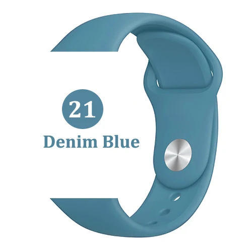 Ремешок для Apple watch band 5 4 44 мм 40 мм correa iwatch 4 3 2 42 мм 38 мм спортивный силиконовый браслет pulseira аксессуары для Apple watch - Цвет ремешка: 21-Denim Blue