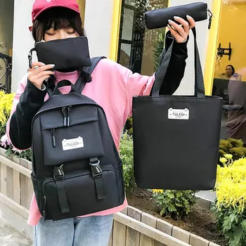 

Fashion 4pc Backpack Simple Style Multifunctional Large Capacity Canvas Three-piece Bag 2020 New Mochila Escolar Модный рюкзак