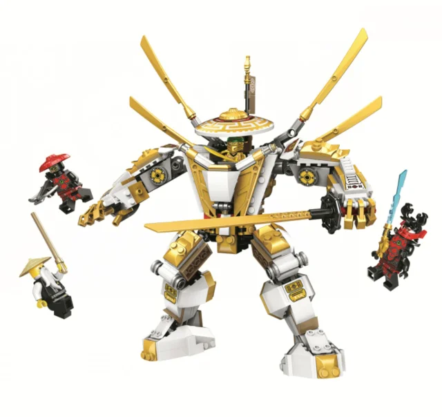 2021 novo 517 pçs dourado mech titan robô modelo conjunto blocos de construção 71702 vai crianças brinquedo tijolos presente aniversário