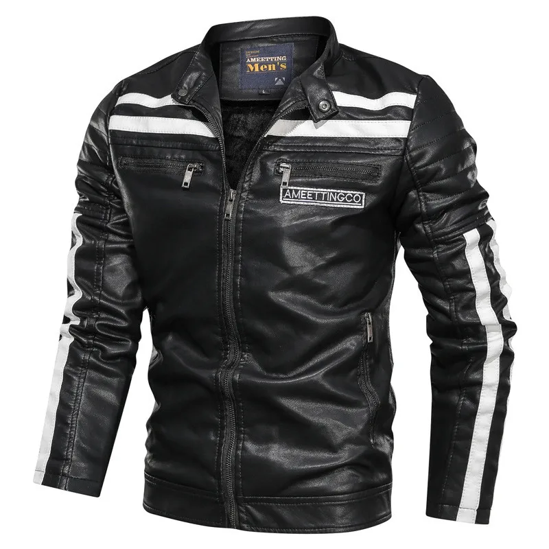 MORUANCLE мужские зимние кожаные байкерские куртки и пальто с флисовой подкладкой, Толстая теплая мотоциклетная куртка, верхняя одежда для мужчин, L-XXXL