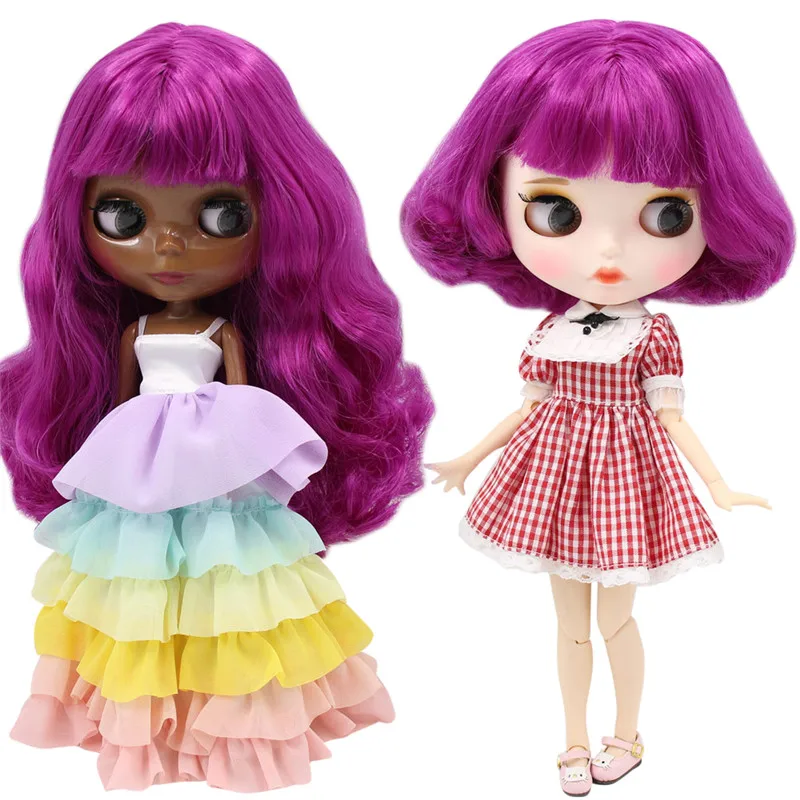 Ледяные обнаженные куклы Blyth No. BL732 фиолетовые волосы для тела 1/6 bjd, pullip, licca, jerryberry