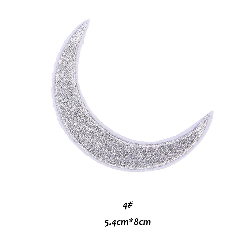 Глаз Khamsah ислам Халяль Луна значок Железный на патч вышитая аппликация швейная одежда наклейки нашивки на одежду аксессуары для одежды - Цвет: silver moon