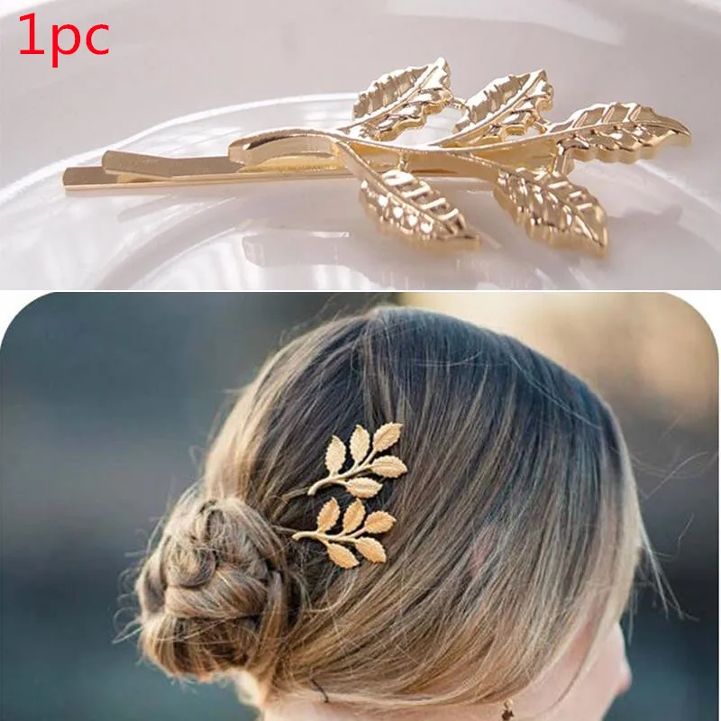 Lovely Golden Leaves Hair Pins Fashion Metal Punk Hairpin Hair Clips Hair Styling Tool