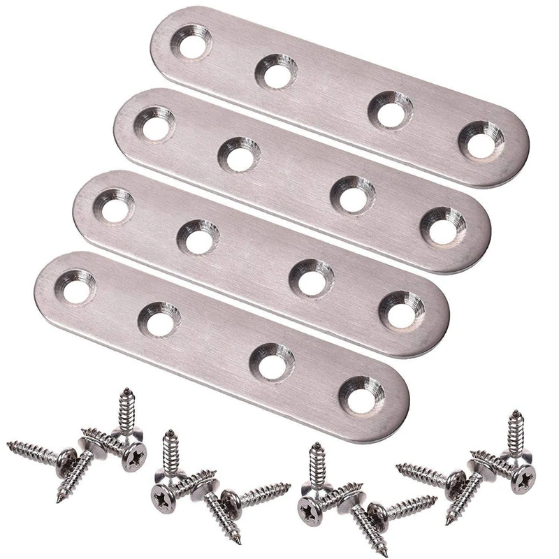 Горячая XD-24pcs, 3 дюйма, нержавеющая сталь, плоская прямая скоба, кронштейны, ремонтная пластина, фиксирующая скоба, соединитель