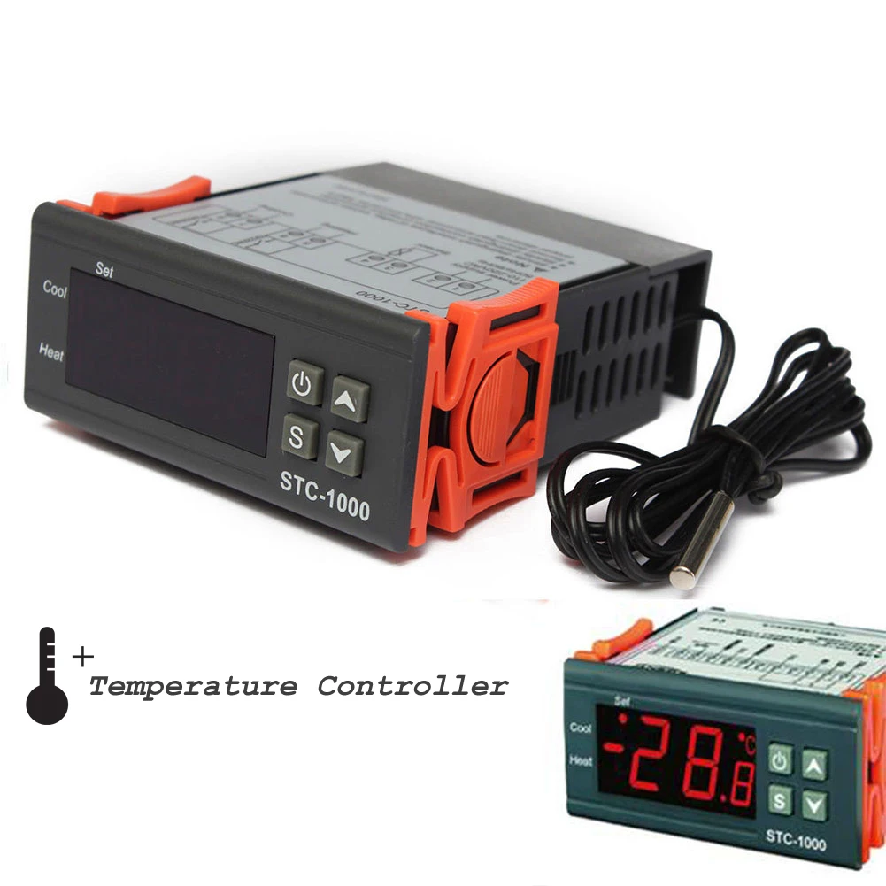 Регулятор температуры 220V W/датчик lcd термостат инкубационный контроль Темп Цифровой STC-1000 релейный дисплей универсальный