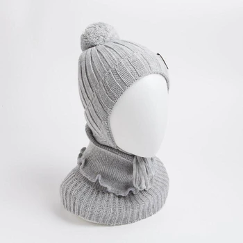 

Set (hat, snood) for a boy, light gray, size 44-47 cm (9-18 months)
