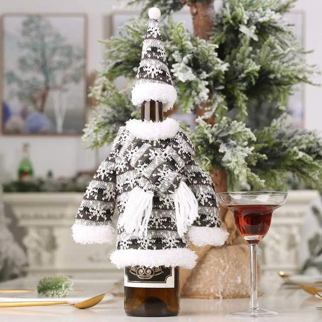 Рождественская бутылка вина покрывает Снеговик Санта украшения Рождественская бутылка колпачок Рождественский Декор Рождественская бутылка вина крышка год