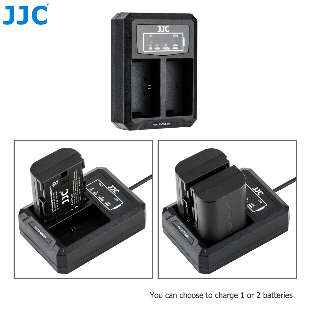 Jjc Usb Dual Battery Charger For Canon Lpe6 Lpe6n Eos R R5 R6 6d Mark