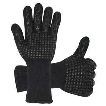 

1pair BBQ Gloves 300-500 Centigrade Extreme Heat Resistant Silicone microwave kitchen Gloves Cooking Grill Oven Gloves