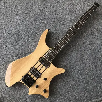 

Grote Maple Neck Through Body Headless Electric Guitar,Rail Dual Pickups,Gloss finish Natural color ASH Body Guitara