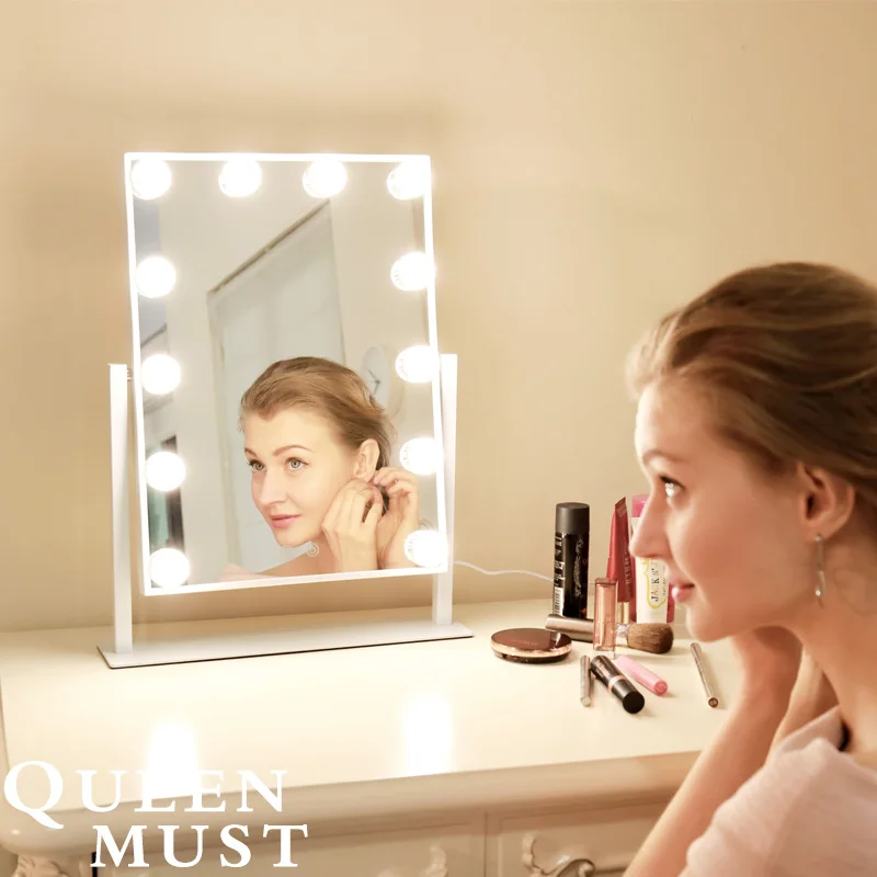 Hollywood Style Cosmetic Makeup Mirrors with Lights Lighted Vanity with 12x3W Dimmable LED Bulbs and Touch Control Tricolor