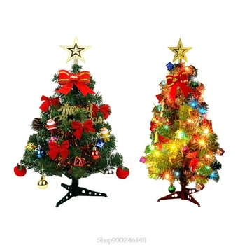 

45/60cm LED Artificial Mini Christmas Tree with Pinecone Santa Bow Ribbon Star Ornaments String Light O30 20 Dropship