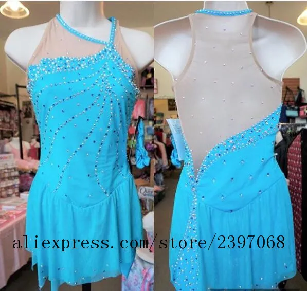 Blue Ice Skating Dresses Figure Skating Clothing Custom Women