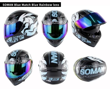 

scooter Motor kask casco moto Double Lens Highway Ride Motorcycle Helmet Full-face Helmets Soman SM960+Multi color Visor