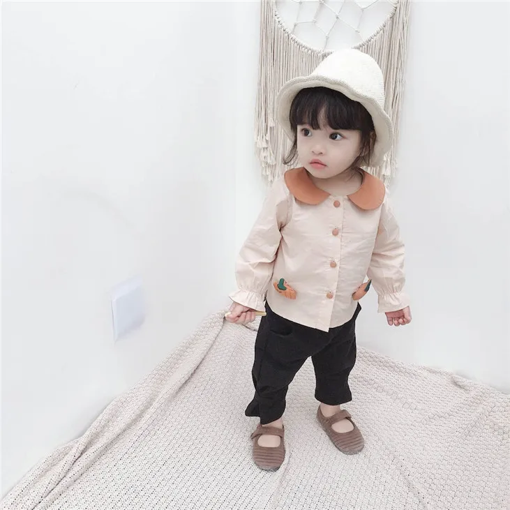 Special Section Rebate Does Not Change Cy-2910 Spring Korean-style-Year-Old Baby Girls Childrenswear Pocket Shirt Recruit