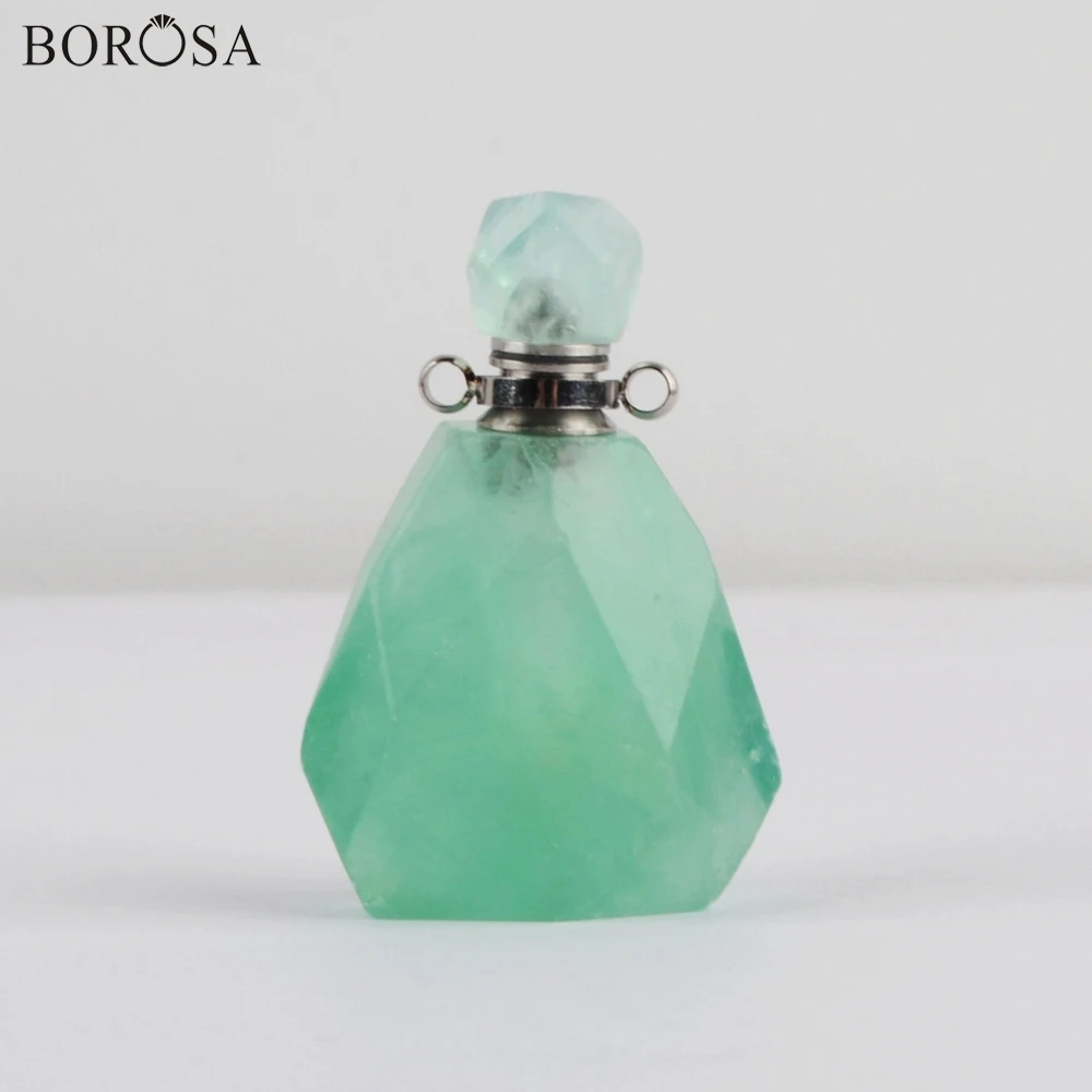 BOROSA, натуральный камень, флакон духов, граненый соединитель, натуральный розовый кварц, бутылка эфирного масла, кулон для женщин, ожерелье WX1018