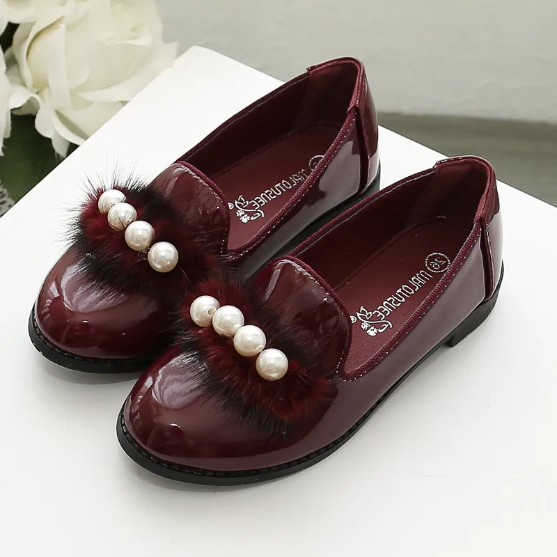 Бабочка узел английский стиль девушки кожаная школьная обувь плоская Школьная обувь для детей вечерние модельные туфли для больших детей 802-7