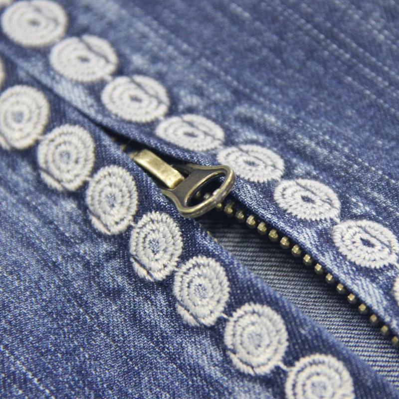 Тренч Yuzi. Мая Boho новые женские джинсовые куртки с капюшоном винтажные длинные пальто на молнии с вышивкой B9286 Casaco Feminino
