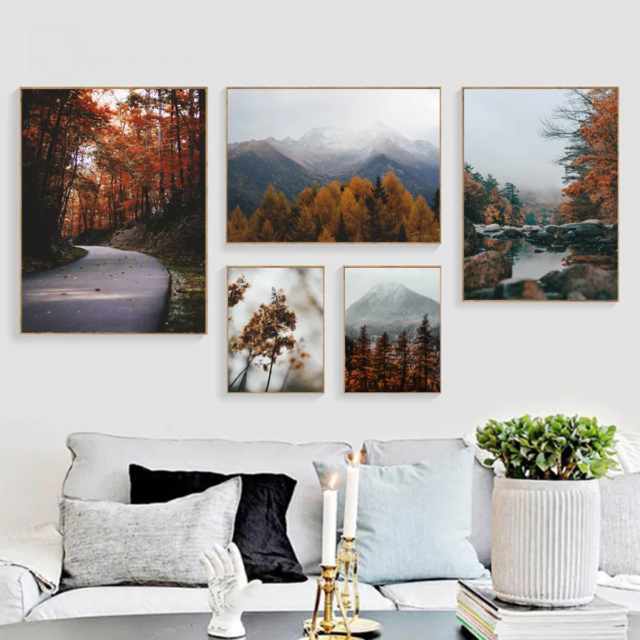 

Plants Woods Maple Leaves Landscape Wall Art Canvas Painting Nordic Canvas Posters And Prints Wall Pictures For Living Room