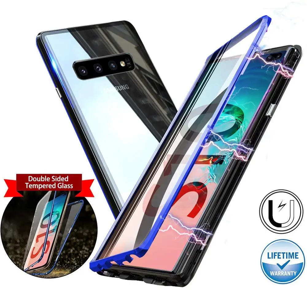 

Transparent Double-Sided Glass Magnetic Metal Case For samsung galaxy S8 S9 S10 Plus S10E 5G NOTE 8 9 M20 30 A70 A50 Phone Coque