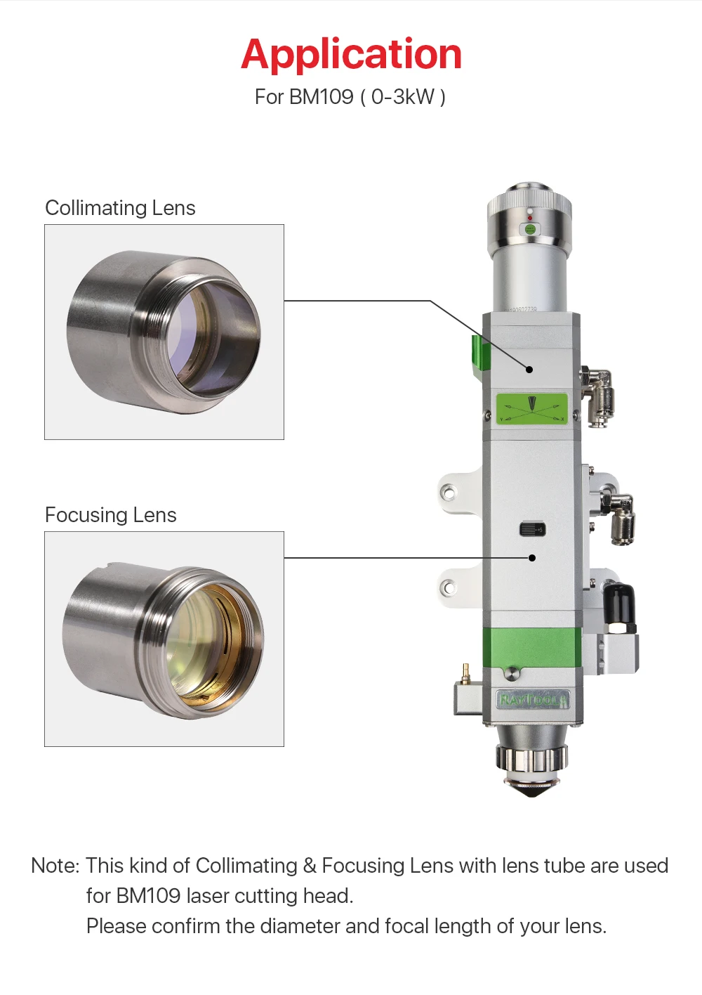 Ultrarayc BM109 1,5 KW Kollimierenden & Fokussierung Objektiv D28 F100 F125mm mit Objektiv Halter für Raytools Laser Schneiden Kopf BM109 – Detail 3
