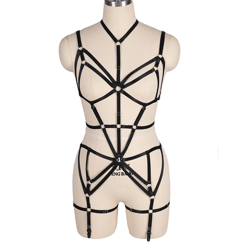 MLCN0014BLACK Комплект нижнего белья для всего тела, бюстгальтер с бретельками, топы с вырезами на груди, черный готический бюстгальтер без бретелек, Бралетт короткий топ, подвязки - Цвет: MLCN0014BLACK