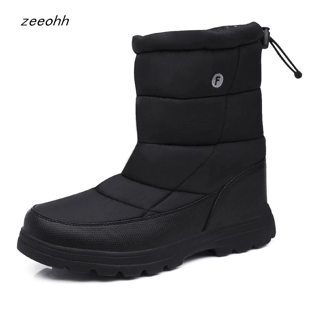 

2019 Men's boots flat snow boots men's thick plush waterproof non-slip winter shoes large size men's boots high-top snow boots g