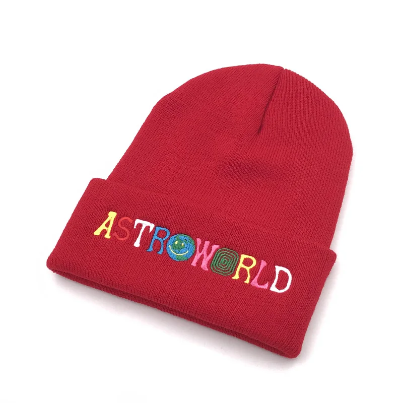 Новинка Travi$ Scott вязаная холодная шапка ASTROWORLD шапочка с вышивкой Astroworld Лыжная теплая зимняя унисекс Трэвиса Скотта Skullies Beanies