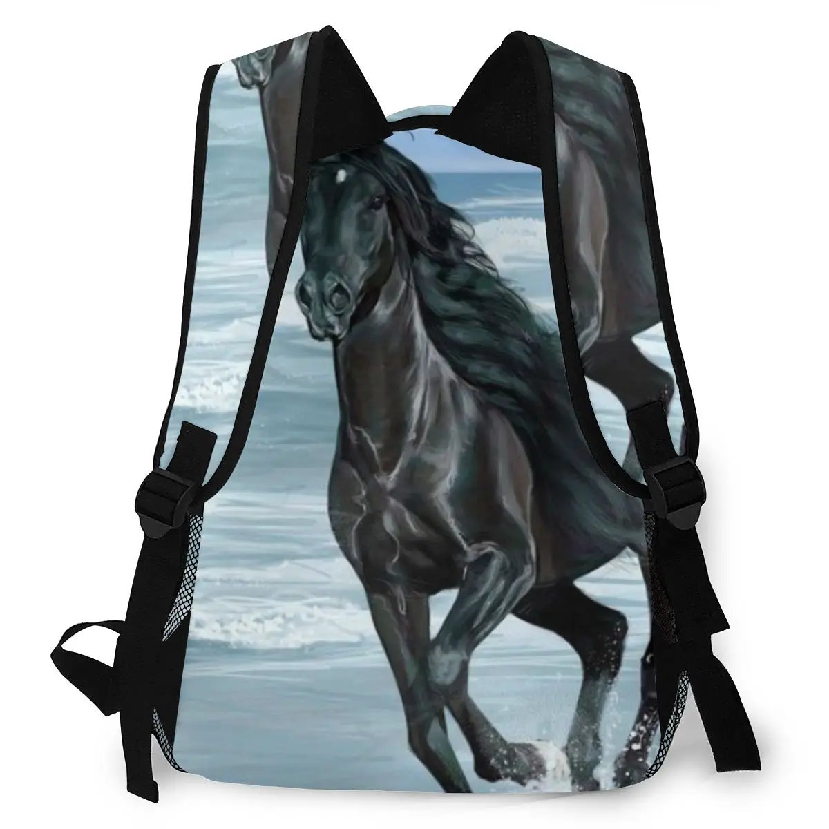 Horse Running In Ocean Water Kids Adjustable Strap Backpack 