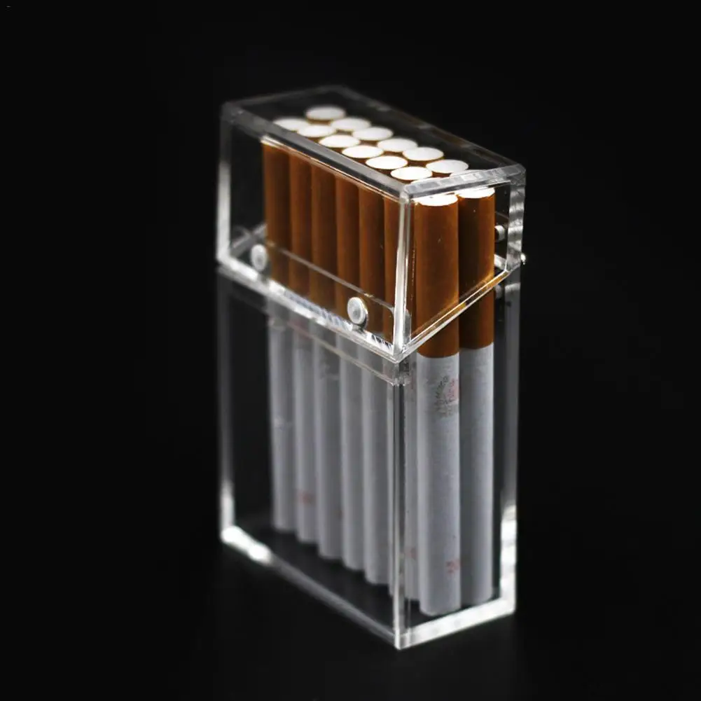 

Fashion Acrylic Transparent Cigarette Case Metal Accessories Thick Portable Lighter Package Dust-proof Storage Box