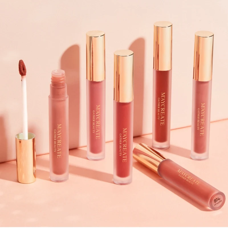 

6 Color Velvet Lip Gloss Long-lasting Waterproof Non-stick Cup Easy To Color Matte Liquid Lipstick Lip Glaze Makeup