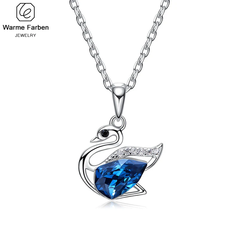 Warme Farben Кристалл от Swarovski серебро 925 пробы ожерелье женщины Кристал в форме лебедя
