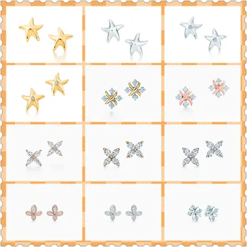 

SHINETUNG S925 Earrings,Starfish Heart-Shaped,High Quality 1:1 With Logo,Women Valentine's Day Gift Jewelry