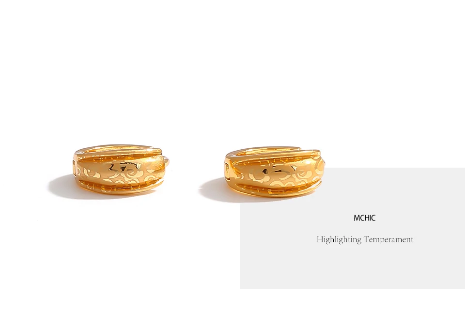 Mchic Round Earrings Gold Color Jewlery High Quality Geometric Pattern Ear Ring for Women Party Gift Accessories Bijoux Femme