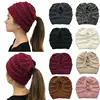 New Adult Women's Hats Wool Knitted Hat Autumn Winter Warm Brand Skullcap Female Cross Ponytail Cap Skullies Beanies 1