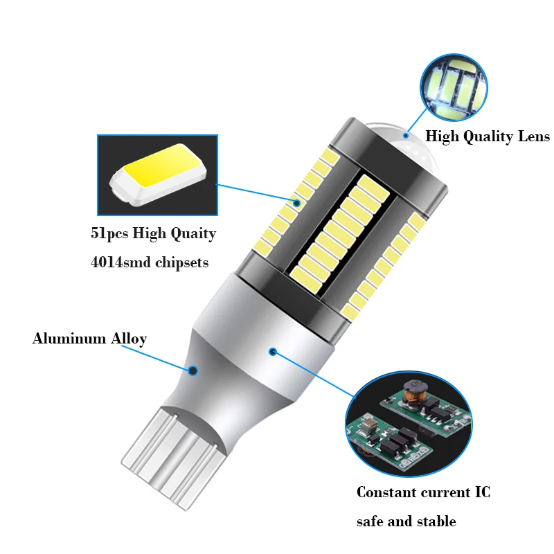 2pcs Super Bright Canbus 921 Led Bulbs For Toyota RAV4 2004-2015 2016 2017 2018 2019 2020 2021 Backup Reversing Lights T15 W16W