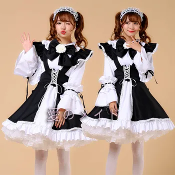 

7 Color Girls Maid Princess Lolita Tea Party Dress Lace Bow Kawaii Women Dance Japanese Style Anime Love Live Cosplay Costumes
