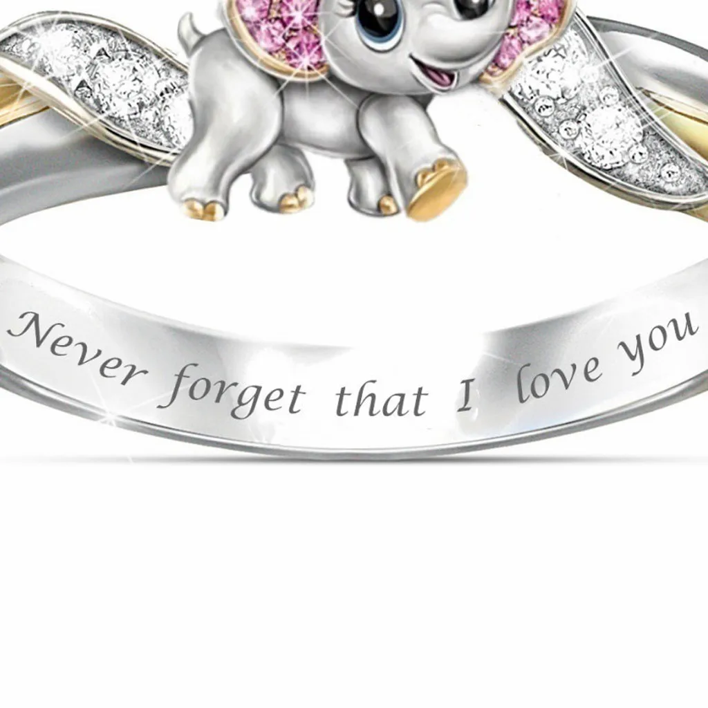 Plated Silver Jewelry Ethnic Style Elephant Shaped Ring Valentine's Day Gift 6A