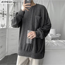 Мужской пуловер вязаный свитер негабаритный Свободный корейский модный Повседневный свитер с длинными рукавами и круглым вырезом кашемировый мужской осенний Топ