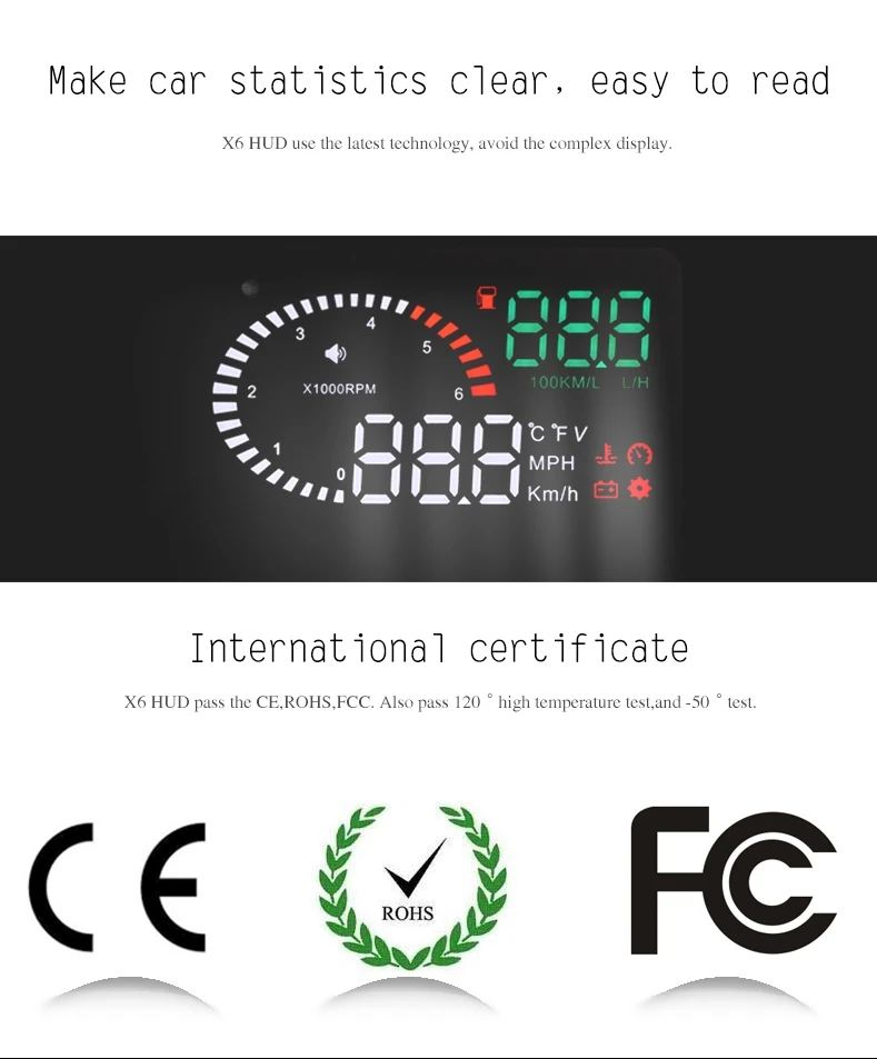 X6 HUD OBD2 Head Up несколько дисплей спидометр датчик Тахометр расход топлива время вождения с будильником лобовое стекло проектор