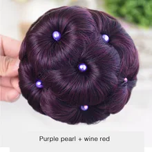 WTB Hair Accessories High Temperature Fiber Synthetic Curly Chignon Bun Hairpiece for Women 9 Flowers Roller Clip In Fake Buns